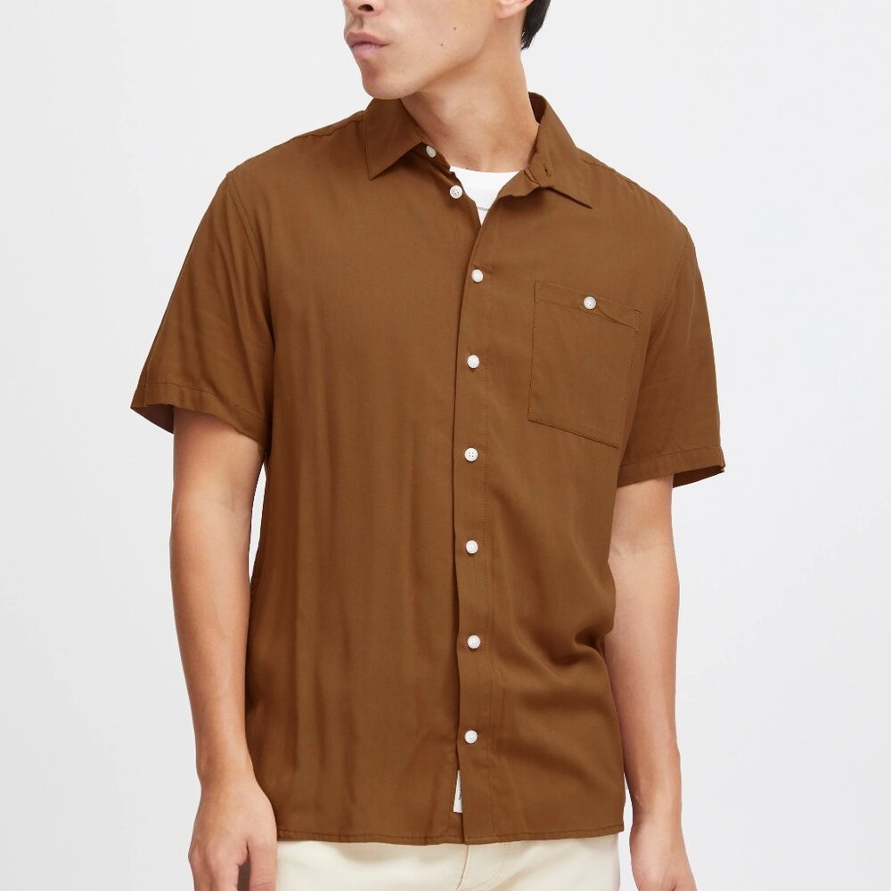 Spazio White & Beige Thick Vertical Stripe Linen Long Sleeve Button Up Shirt